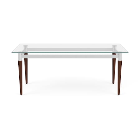 Lesro Siena Lounge Reception Coffee Table 40x20in Glass Top, Walnut SN0840
